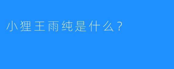 小狸王雨纯是什么？