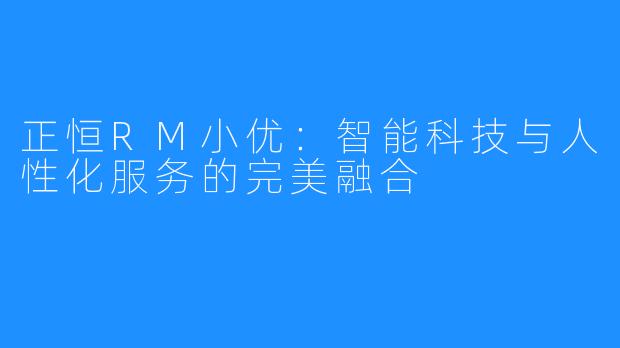 正恒RM小优：智能科技与人性化服务的完美融合
