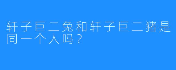 轩子巨二兔和轩子巨二猪是同一个人吗？