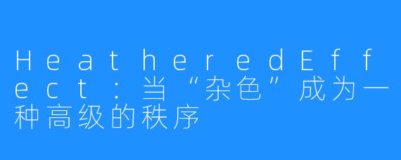 HeatheredEffect:当“杂X ”成为一种高级的秩序