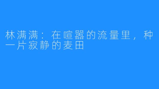 林满满:在喧嚣的流量里,种一片寂静的麦田